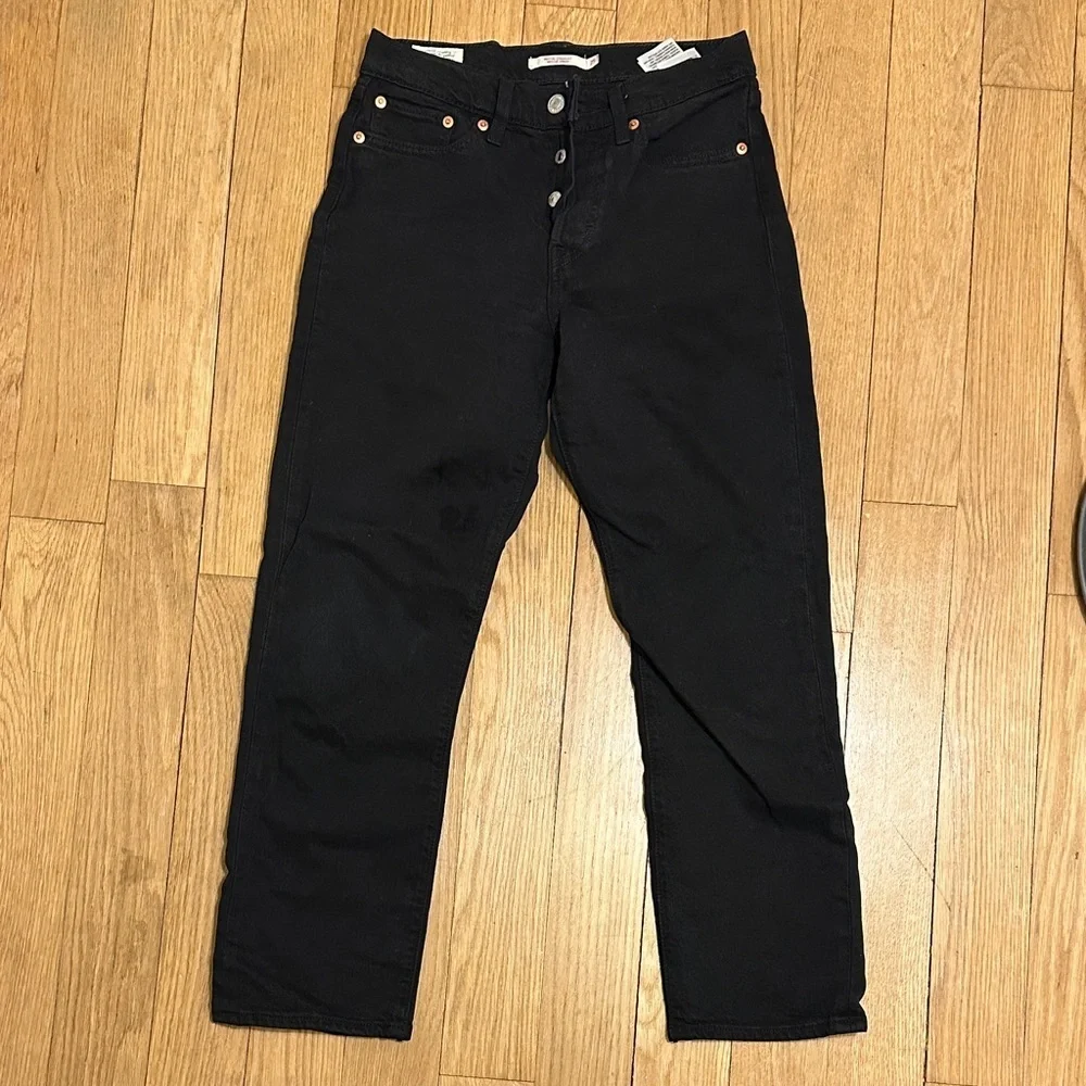 Levi's Women's Black Wedgie Straight Ankle Jeans - Size 25